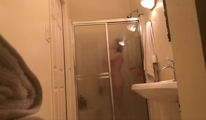 18+ roommate taking a shower and taking selfies while I watch her carefully