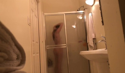 18+ roommate taking a shower and taking selfies while I watch her carefully