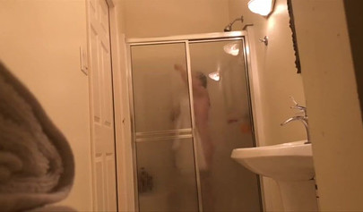 18+ roommate taking a shower and taking selfies while I watch her carefully