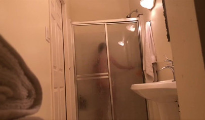 18+ roommate taking a shower and taking selfies while I watch her carefully