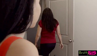 Bratty teen sis Bambi Black fucks her stepbrother as a revenge to their mean mom