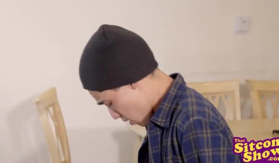 Sweet blonde petite teen sucks off a punk and gets immediately fucked by him