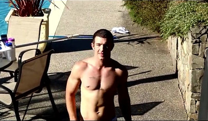 Beautiful brunette teen fulfills her fantasies by letting the pool boy smash