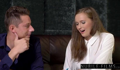 Busty redhead teen wearing translucent socks fucks her sexy real estate agent