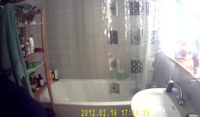 Busty and chubby teenage girl poses in the bathroom and takes a long shower