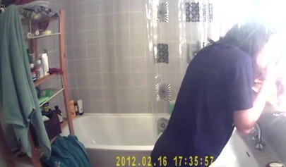 Busty and chubby teenage girl poses in the bathroom and takes a long shower