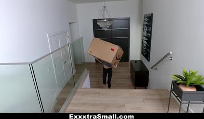 Really small Asian teen gets to suck her bosses dick and to put it in her pussy