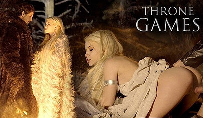 A young sexy teen girl has sex in a Game-of-thrones-like show and is cumming