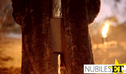 A young sexy teen girl has sex in a Game-of-thrones-like show and is cumming