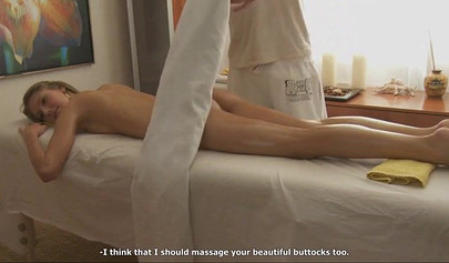 Russian teen girl accidentally gets dicked during a sensual massage session