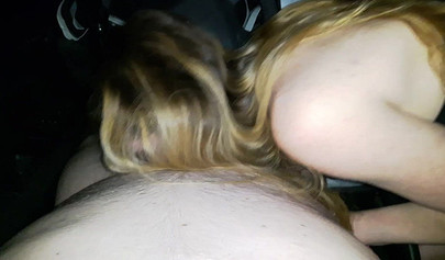 Blonde Czech street hooker sucks a stranger's dick in the car while he records