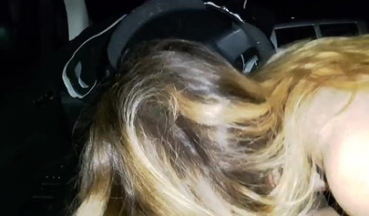 Blonde Czech street hooker sucks a stranger's dick in the car while he records