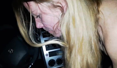 Blonde Czech street hooker sucks a stranger's dick in the car while he records