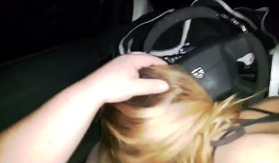 Blonde Czech street hooker sucks a stranger's dick in the car while he records