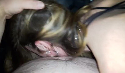 Blonde Czech street hooker sucks a stranger's dick in the car while he records