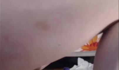 Blonde teen girl with nice boobs pleasures herself with a massive pink dildo