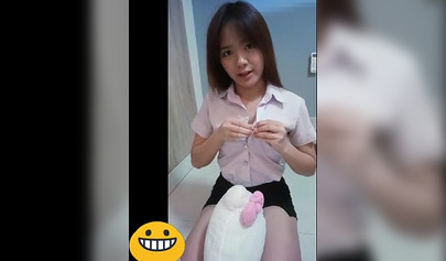 Thai teen cutie with small boobs strips down and plays with herself for you