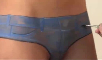 Blonde teen gets clothes painted on her body and goes out in public like that