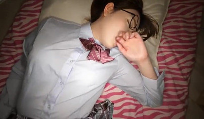 Japanese schoolgirl teen with glasses and uniform forced to suck and fuck me