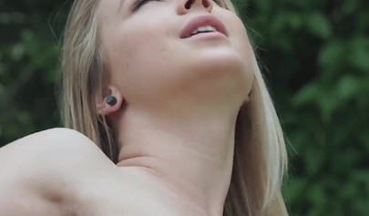 Innocent looking blonde teen fucks a hot tattoed guy outdoors over a table