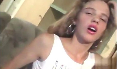 Blonde teen gives a lap dance to a guy who takes advantage of her after that