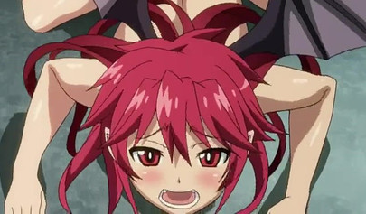 Devilish teen anime girl with wings gives an excellent blowjob to a clumsy guy