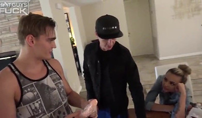 Small teen with blonde hair gets roughly fucked by a huge masculine teenage guy