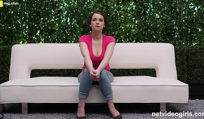 Girl with huge natural tits rides BBC on casting