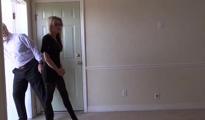 Sexy blonde teen with glasses rides her uncle