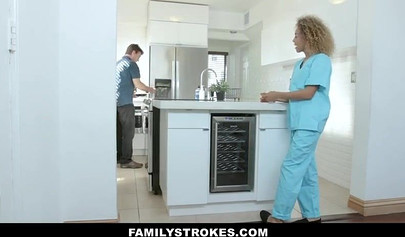 Ebony teen Xianna Hill fucks her new white stepbrother