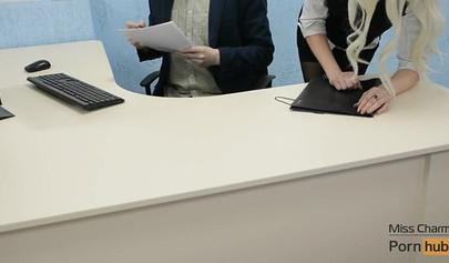 Hot secretary in stockings takes boss's cock in the ass