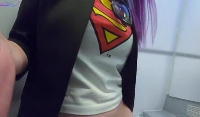 Horny amateur slut with big tits masturbates in airplane