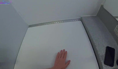 Horny amateur slut with big tits masturbates in airplane