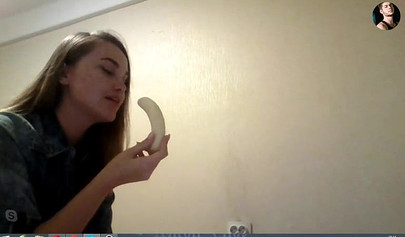 Horny teen slut fucking her ass with dildo