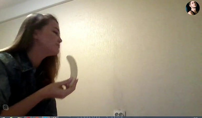 Horny teen slut fucking her ass with dildo