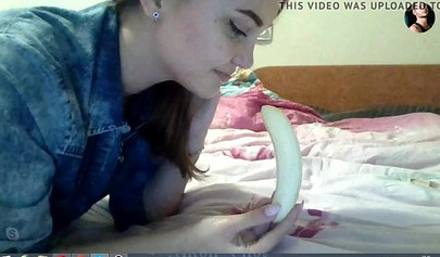 Horny teen slut fucking her ass with dildo