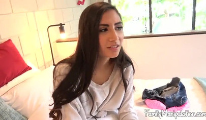 Gianna Dior caught stepbrother wanking his big cock and fucks him