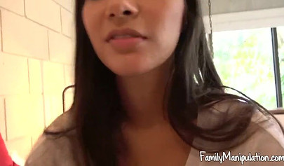 Gianna Dior caught stepbrother wanking his big cock and fucks him