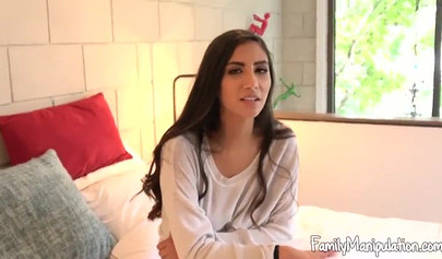 Gianna Dior caught stepbrother wanking his big cock and fucks him