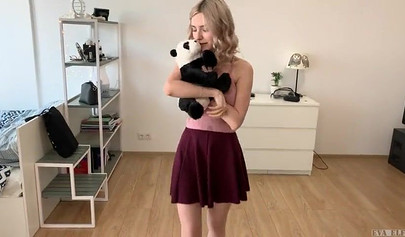 Blonde stepsister with big tits sucks big cock in pov