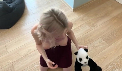 Blonde stepsister with big tits sucks big cock in pov