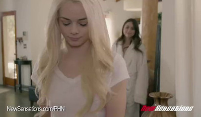 Petite lesbians Elsa Jean and Riley Reid enjoy in erotic sex