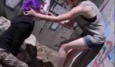 Emo slut gets humiliated in public