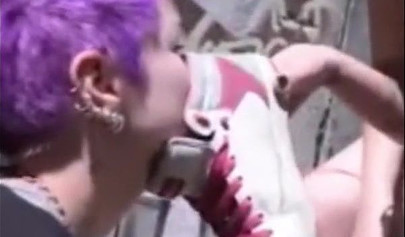 Emo slut gets humiliated in public