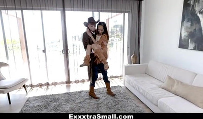 Skinny Asian teen Vina Sky gets nailed by horny cowboy