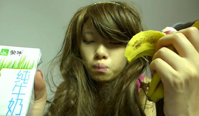 Chinese brunette slut is a horny cock sucker