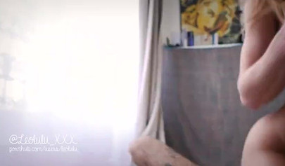 Blonde babe Leolulu teasing in yoga pants and gets fucked