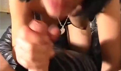 Horny teen bathing and sucking cock