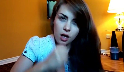 Brunette teen sucks big cock on webcam