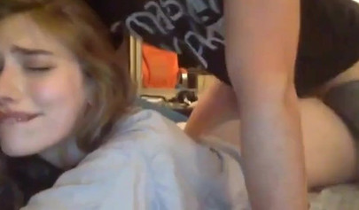 Beautiful teen didn't turned off a webcam while she fucks with her BF